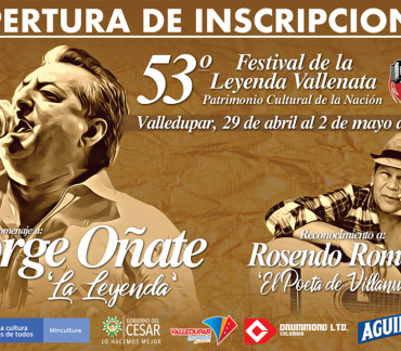 Del 17 de febrero hasta el 31 de marzo estarán abiertas las inscripciones para los concursos del 53º Festival de la Leyenda Vallenata