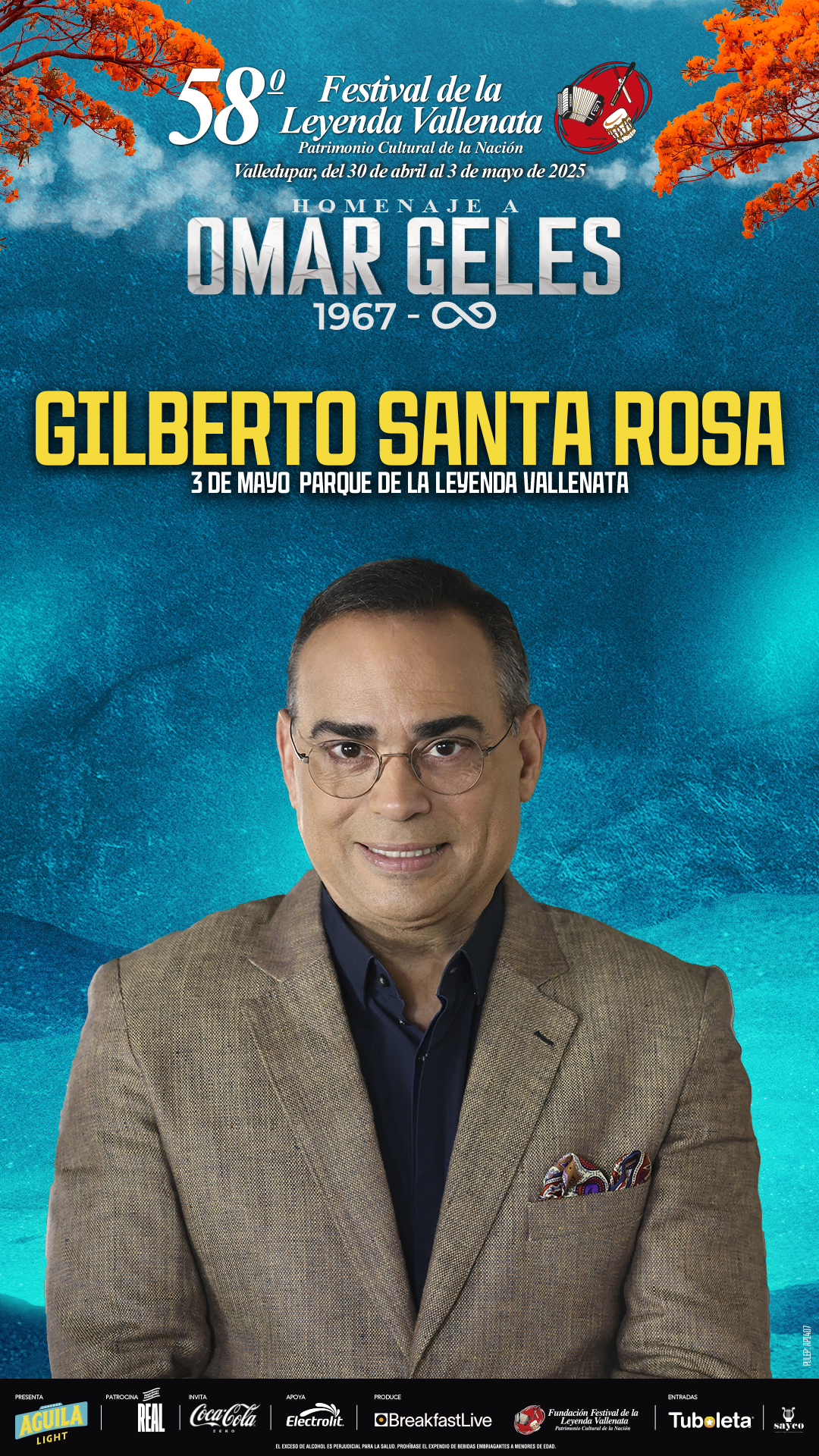 Gilberto Santa Rosa llenará de salsa el Festival de la Leyenda Vallenata 2025
