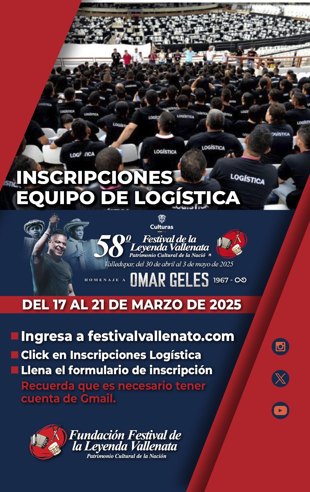 Abiertas inscripciones para aspirantes a conformar el Equipo de Logística del 58° Festival de la Leyenda Vallenata