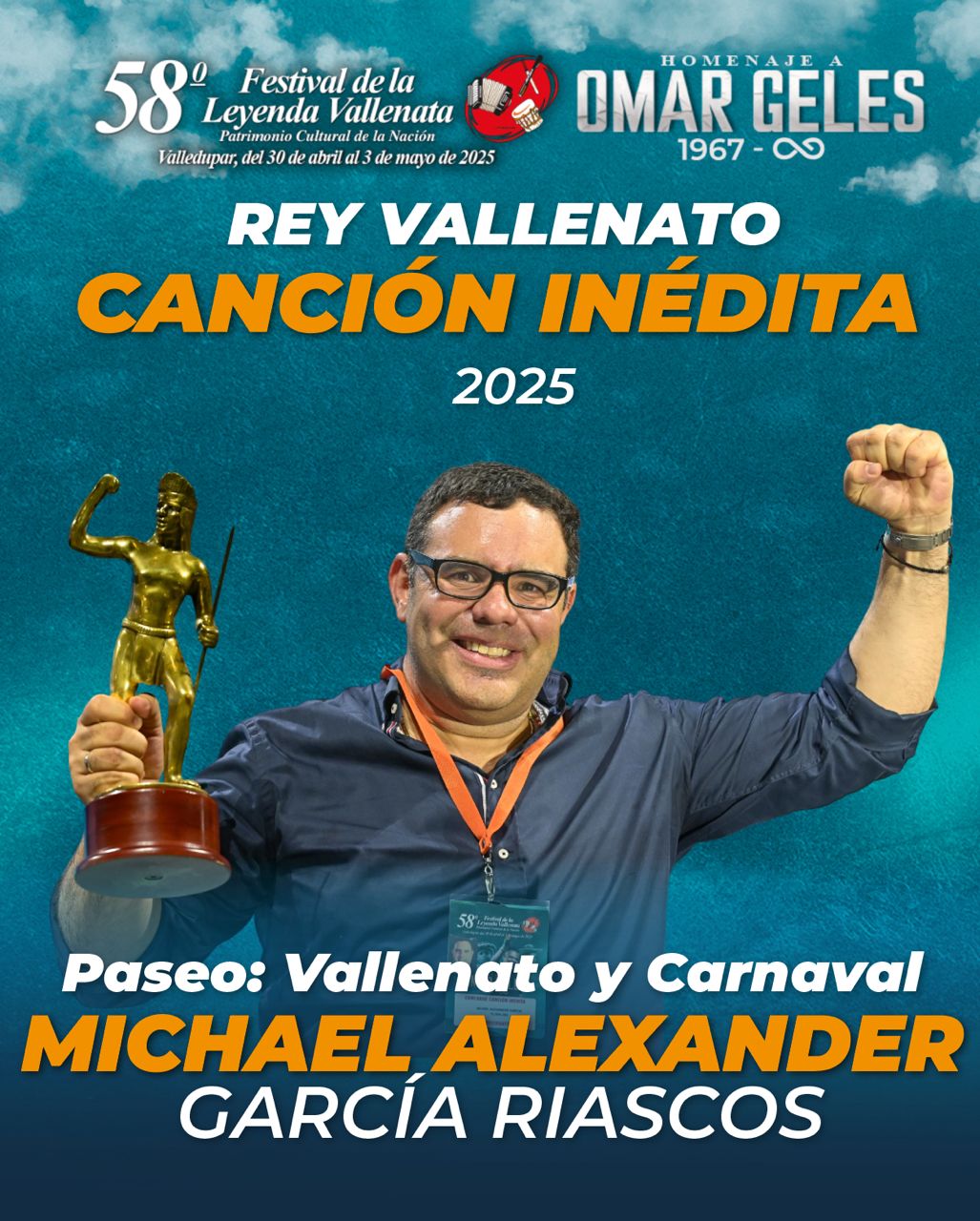 Michael Alexander García Riascos, nuevo Rey de la Canción Vallenata Inédita